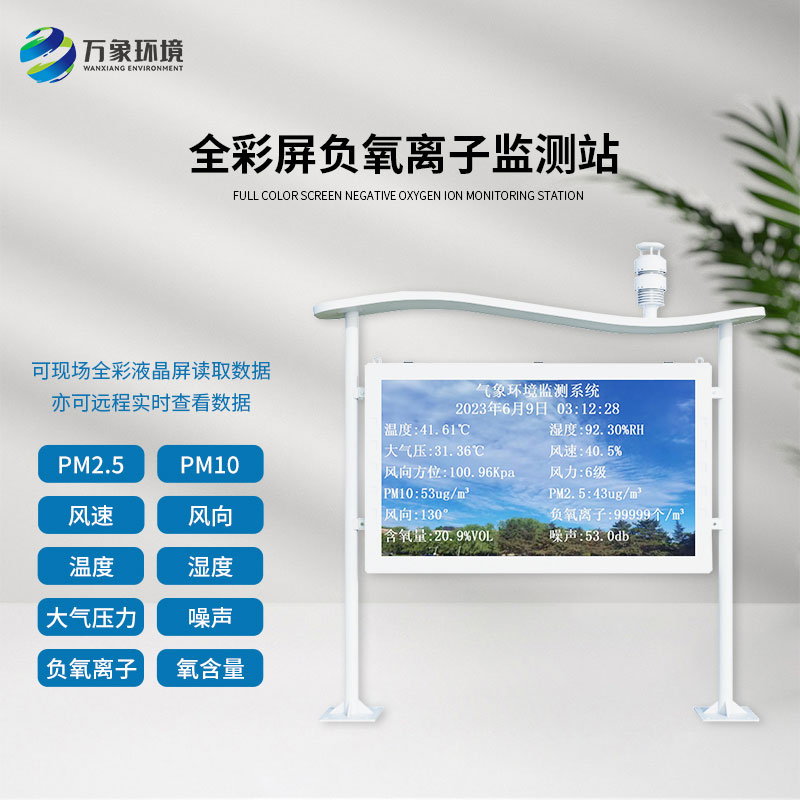 景區公園環境監測就靠它——全彩屏高智能負氧離子監測站！